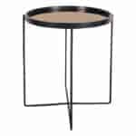 Anzio Small Round Satin Black Table With Rose Gold Mirror Top