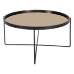 ANZIO LARGE ROUND TABLE SATIN BLACK  WITH ROSE GOLD MIRROR TOP