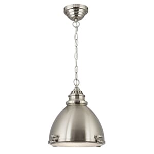 SATIN SILVER DOME PENDANT WITH FROSTED GLASS DIFFUSER