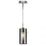 DUO 2 CHROME PENDANT LIGHT WITH SMOKED GLASS CYLINDER SHADE