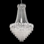 LOUIS PHILIPPE CHROME 6 LIGHT CHANDELIER WITH CRYSTAL STRINGS & BEADS