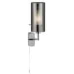 DUO 2 CHROME WALL LIGHT WITH SMOKED GLASS CYLINDER SHADE