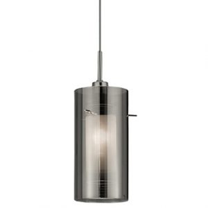 DUO 2 CHROME PENDANT LIGHT WITH SMOKED GLASS CYLINDER SHADE