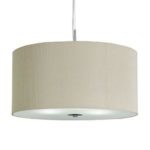 CREAM DRUM PLEAT 3 LIGHT PENDANT WITH FROSTED GLASS DIFFUSER