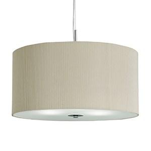 CREAM DRUM PLEAT 3 LIGHT PENDANT WITH FROSTED GLASS DIFFUSER