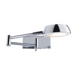 DOUBLE SWING-ARM CHROME ADJUSTABLE WALL LIGHT, SWITCHED