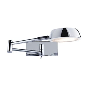 DOUBLE SWING-ARM CHROME ADJUSTABLE WALL LIGHT, SWITCHED