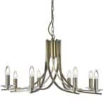 ASCONA ANTIQUE BRASS 8 LIGHT FITTING WITH CLEAR GLASS SCONCES