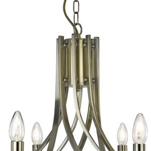 ASCONA ANTIQUE BRASS 8 LIGHT FITTING WITH CLEAR GLASS SCONCES