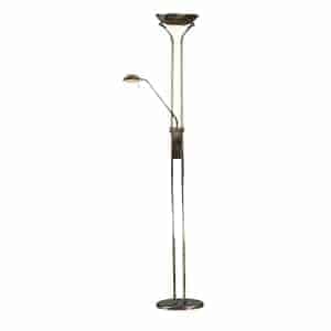 MOTHER AND CHILD ANTIQUE BRASS FLOOR LAMP WITH DOUBLE DIMMER