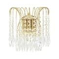 WATERFALL CHROME 2 LIGHT WALL LIGHT WITH CRYSTAL BUTTON & DROPS DECORATION