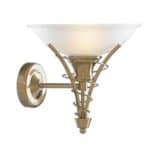 LINEA ANTIQUE BRASS WALL LIGHT WITH TWIST CENTRE & DOME OPAL GLASS
