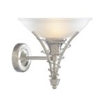LINEA SATIN SILVER WALL LIGHT WITH TWIST CENTRE & DOME OPAL GLASS