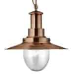 FISHERMAN LARGE COPPER PENDANT LIGHT WITH OVAL SEEDED GLASS SHADE