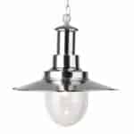 FISHERMAN LARGE SATIN SILVER PENDANT OVAL SEEDED GLASS SHADE