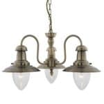 FISHERMAN ANTIQUE BRASS WALL LIGHT WITH OVAL SEEDED GLASS SHADE