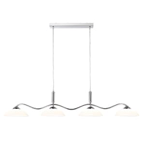 CHROME 4 LIGHT BAR PENDANT WITH FROSTED GLASS SHADES | Thompsons ...