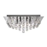 HANNA CHROME 4 LIGHT SQUARE SEMI-FLUSH WITH CLEAR FACETTED CRYSTAL BALLS