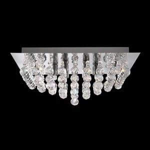 HANNA CHROME 6 LIGHT SQUARE SEMI-FLUSH WITH CLEAR FACETTED CRYSTAL BALLS
