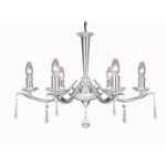 ARABELLA CHROME 6 LIGHT CHANDELIER WITH CRYSTAL DROPS