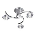 SCULPTURED ICE CHROME 3 LIGHT CURVED SEMI-FLUSH FITTING WITH CLEAR GLASS