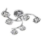 SCULPTURED ICE CHROME 6 LIGHT, SEMI-FLUSH FITTING WITH CLEAR GLASS