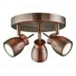 JUPITER ANTIQUE COPPER 3 LIGHT CEILING SPOTLIGHT WITH ROUND PLATE