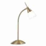 ANTIQUE BRASS TOUCH TABLE LAMP WITH OPAL GLASS SHADE