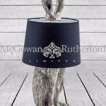 ZEE – ANTIQUE SILVER RABBIT EARS LAMP WITH BLACK SHADE