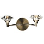 LUTHER DOUBLE WALL LIGHT COMPLETE WITH CRYSTAL GLASS ANTIQUE BRASS