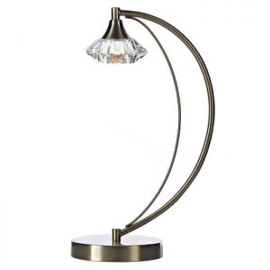 LUTHER 1 LIGHT TABLE LAMP COMPLETE WITH CRYSTAL GLASS SATIN CHROME