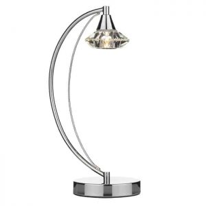 LUTHER 1 LIGHT TABLE LAMP COMPLETE WITH CRYSTAL GLASS POLISHED CHROME