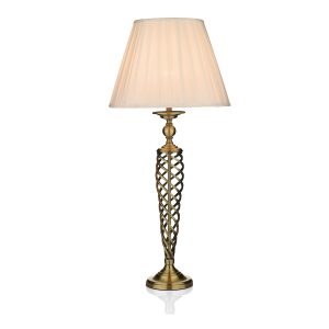 SIAM TABLE LAMP COMPLETE WITH SHADE ANTIQUE BRASS