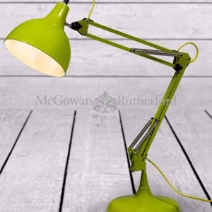 ZEE- LIME GREEN TRADITIONAL DESK LAMP (YELLOW FABRIC FLEX)
