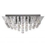HANNA CHROME 6 LIGHT SQUARE SEMI-FLUSH WITH CLEAR FACETTED CRYSTAL BALLS