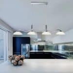 CHROME 4 LIGHT BAR PENDANT WITH FROSTED GLASS SHADES