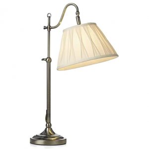 SUFFOLK TABLE LAMP RISE & FALL ANTIQUE BRASS COMPLETE WITH SHADE