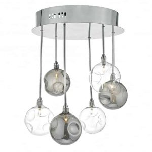 QUINN 6lt SEMI FLUSH POLISHED CHROME WITH SMOKED CLEAR GLASS