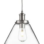PYRAMID CHROME PENDANT LIGHT WITH CLEAR GLASS SHADE