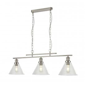 PYRAMID 3LT PENDANT SS, CLEAR GLASS SHADE