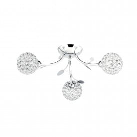 BELLIS II CHROME 3 LIGHT FITTING WITH CLEAR GLASS METAL SHADES