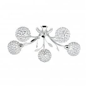 BELLIS II CHROME 5 LIGHT FITTING WITH CLEAR GLASS METAL SHADES