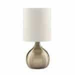 ANTIQUE BRASS TOUCH TABLE LAMP WITH WHITE FABRIC SHADE