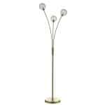 Avari 3 Light Floor Lamp Satin Brass And Clear Frosted Glass