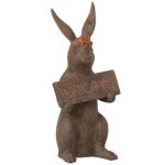 Rabbit Placard “”Welcome”” Polyresin Brown