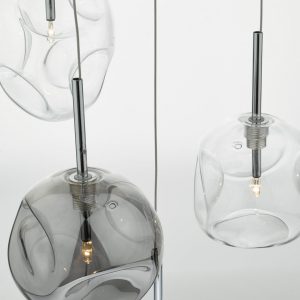 Quinn 6 Light Cluster Pendant Smoked & Clear Glass