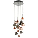 Aurelia 15 Light Cluster Pendant with Stunning Copper & Bronze Glass Shades