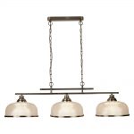 Bistro 3 LIGHT CEILING BAR, ANTIQUE BRASS, CRYSTAL GLASS SHADES, ADJUSTABLE HEIGHT