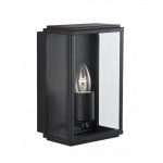 BLACK IP44 RECTANGULAR BOX OUTDOOR WALL LIGHT WITH BEVELLED GLASS