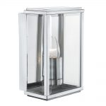 SATIN SILVER IP44 RECTANGULAR BOX OUTDOOR WALL LIGHT WITH BEVELLED GLASS